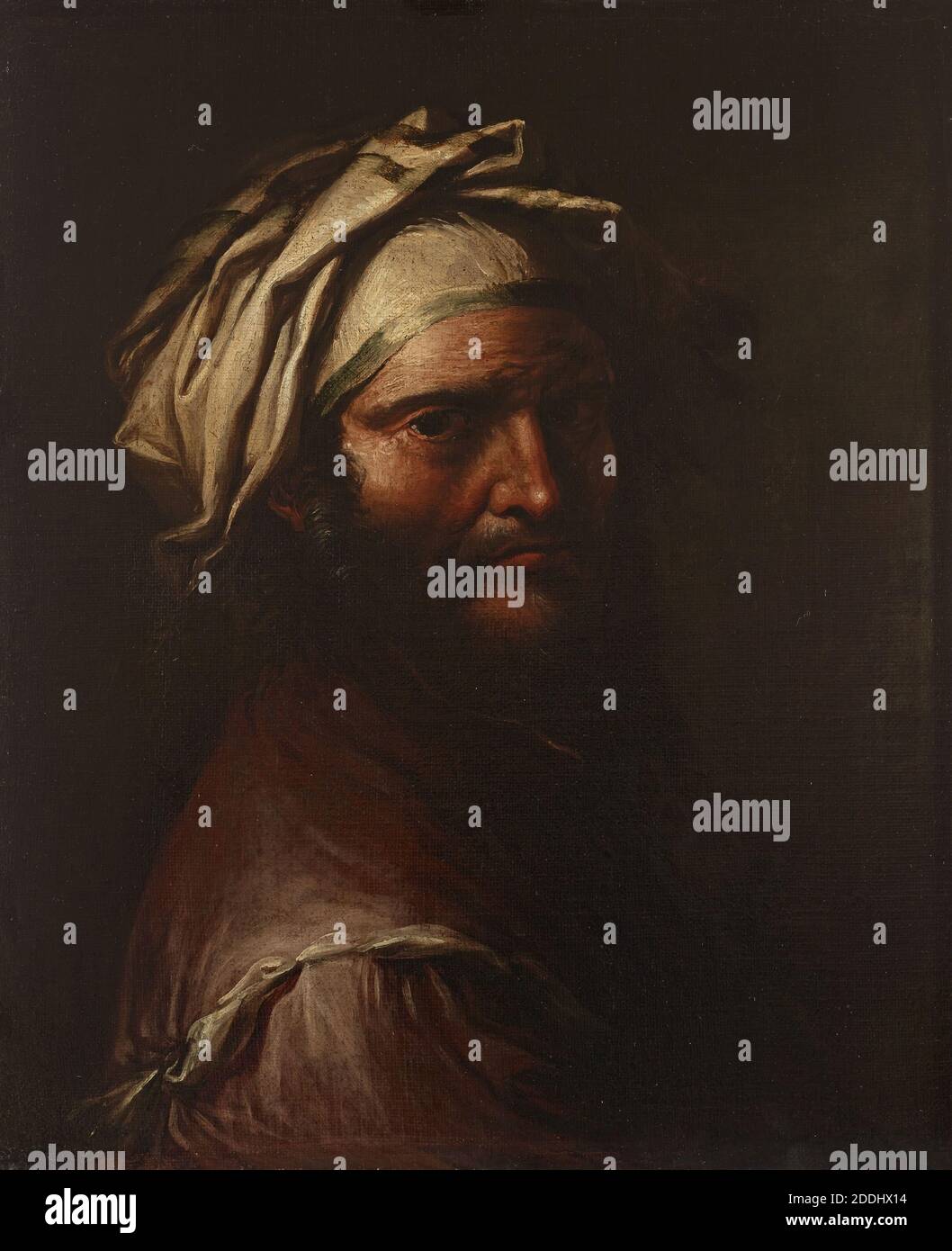 Chef d'un homme avec un Turban, 1649-1655 Salvatore Rosa, peinture à l'huile, Portrait, ancien maître, Homme, Costume, chapeau, vêtements, Turban Banque D'Images