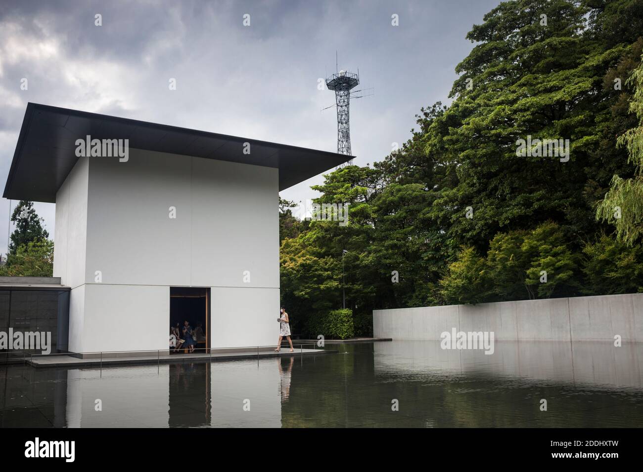 Vue horizontale du D.T. Musée Suzuki espace contemplatif et jardin miroir d'eau, Kanazawa, Japon Banque D'Images