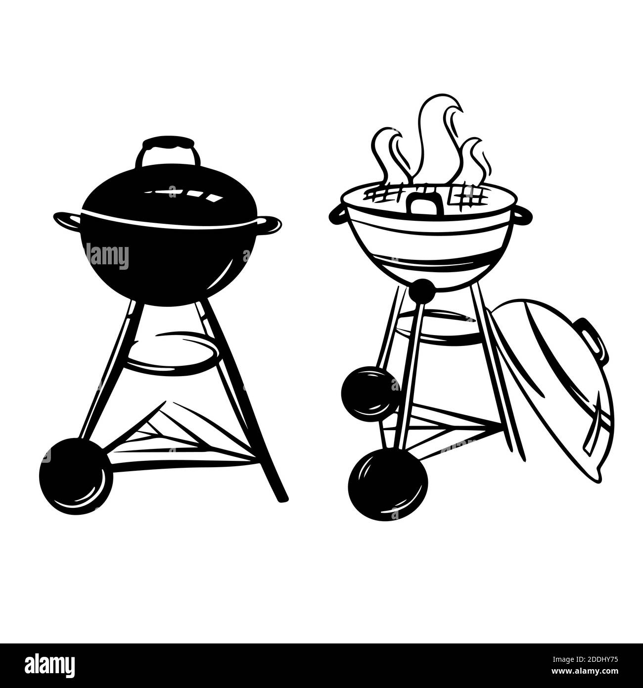 Les icônes du barbecue Vector se trouvent sur fond blanc Banque D'Images