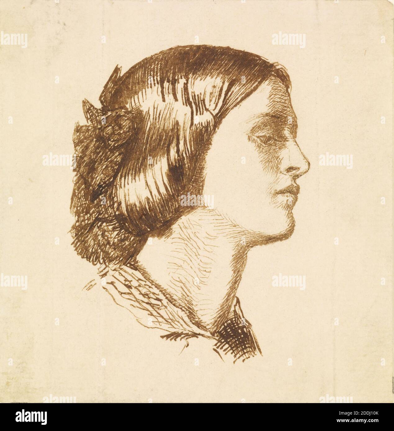 Portrait, peut-être d'Elizabeth Siddal, 1850 Dante Gabriel Rossetti, dessin, encre, PortraitPre-Raphaelite, Femme Banque D'Images