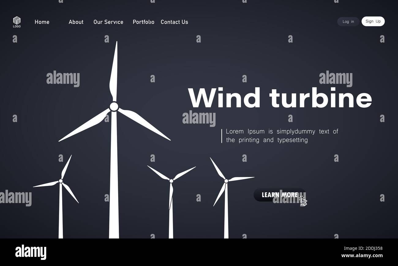 Illustration de l'éolienne. Sources d'énergie alternatives. Énergie verte. Moulins à vent. Vecteur sur arrière-plan isolé. SPE 10 Illustration de Vecteur