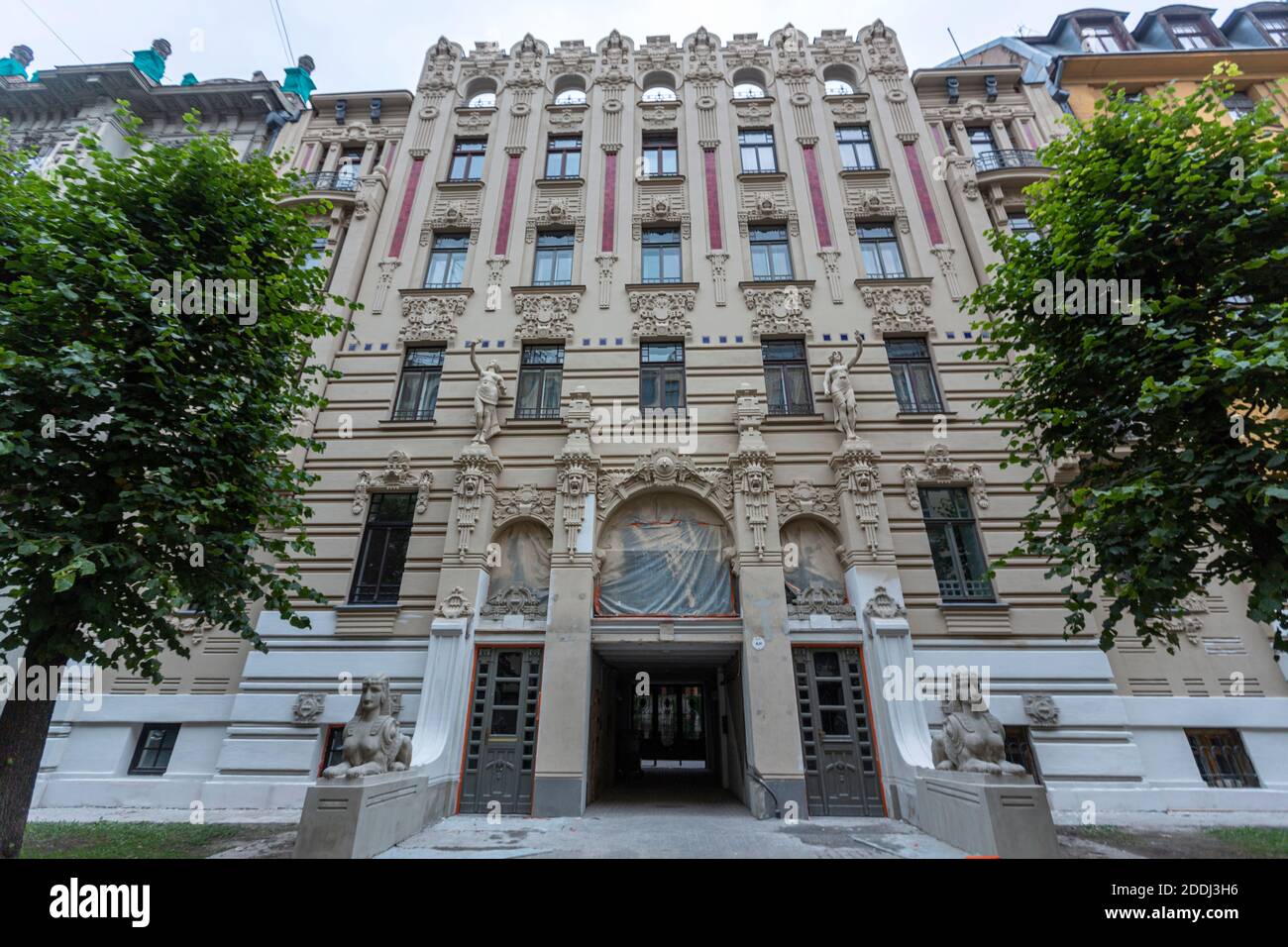 Alberta iela 2a - demeure de Mikhail Eisenstein construite en 1906, Riga, architecture Art Nouveau, Lettonie Banque D'Images