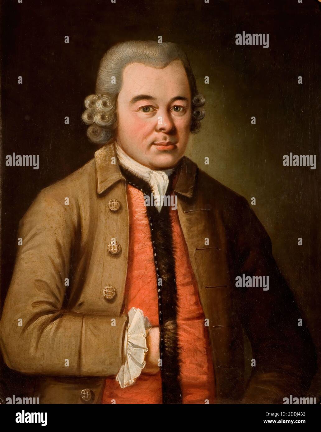 Portrait de Christopher Fuller (d.1786), 1750-1780 James Coleman, 18e siècle, peinture à l'huile, Portrait, Homme, Costume, porc, Costume, bouton, Costume, gilet de costume Banque D'Images