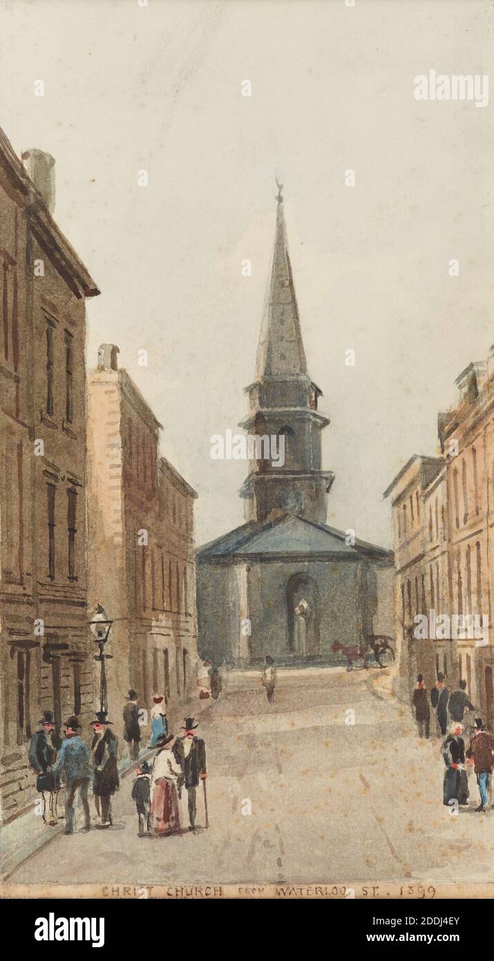 Vue topographique de Birmingham, Watercolor Christ Church de Waterloo Street, Birmingham par George Warren Blackham, Histoire sociale, vues topographiques, Angleterre, Midlands Banque D'Images