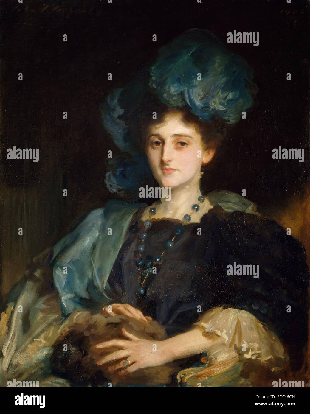Portrait de Mlle Katherine Elizabeth Lewis (d.1961), 1906 John Singer Sargent, Bleu, peinture à l'huile, Portrait, Femme, Costume, chapeau Banque D'Images