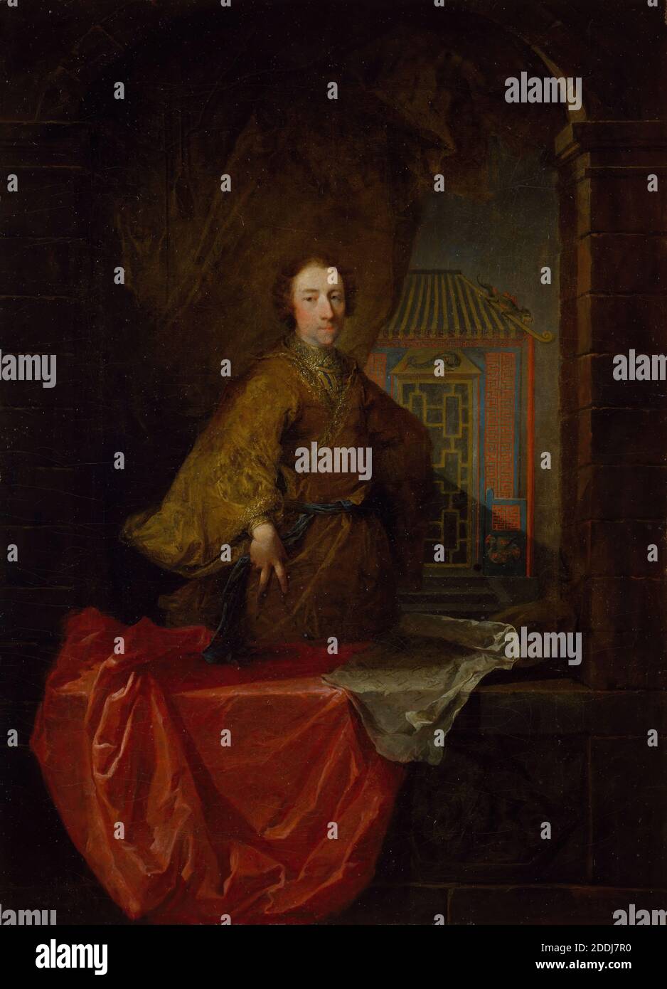 Portrait de Richard (Dicky) Bateman, 1741 par Robert Tournieres, peinture à l'huile, Portrait, Chinoiserie, ancien Maître, Homme Banque D'Images