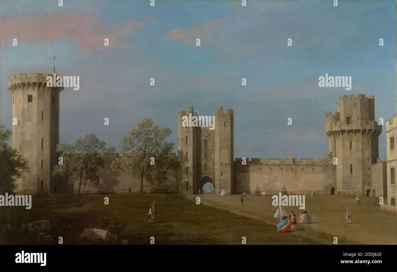 Château de Warwick, face est de la cour, 1752 Canaletto, Paysage, peinture à l'huile, vues topographiques, Château, Architecture, ancien Maître, Angleterre, Midlands Banque D'Images