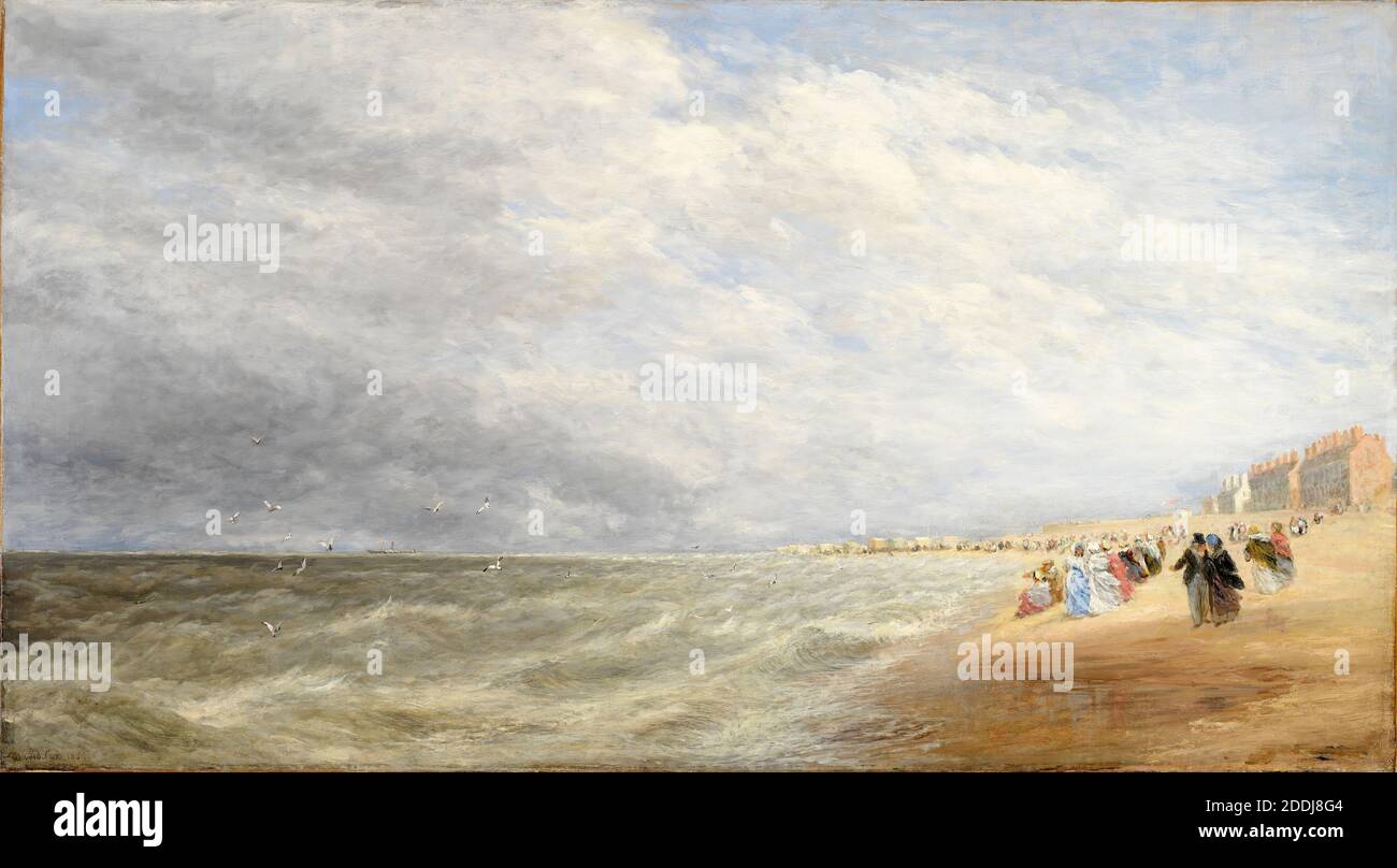 Rhyl Sands, 1855 par David Cox, peinture à l'huile, pays de Galles, mer, vagues, ciel, côte, plage Banque D'Images