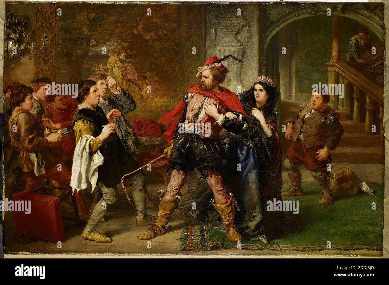 The Taming of the Shrew, 1861 par Sir John Gilbert, peinture à l'huile, Littérature, William Shakespeare, Littérature, peinture d'histoire Banque D'Images