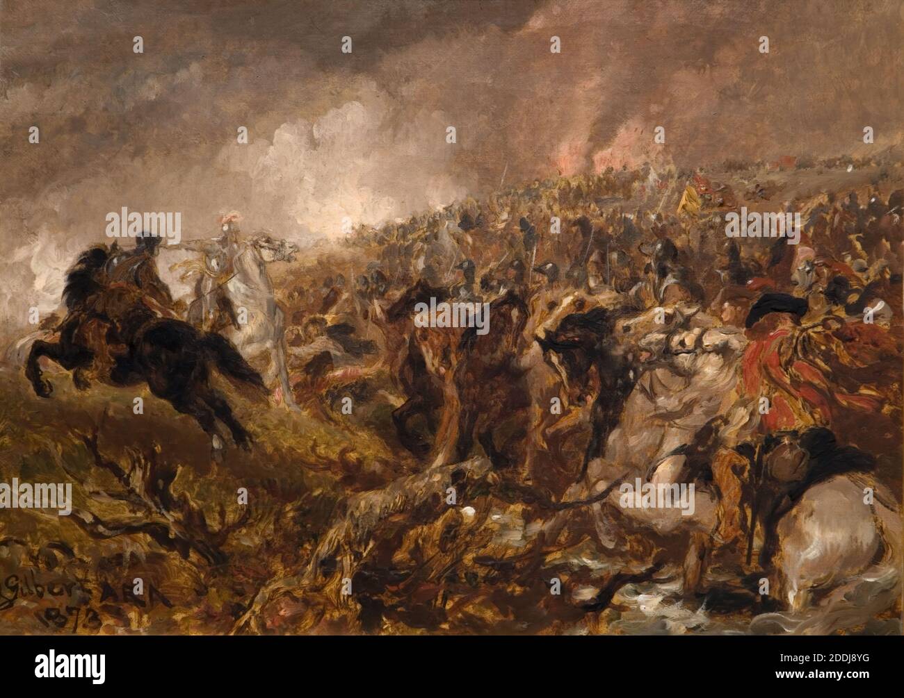 Préparation pour la charge, 1873 par Sir John Gilbert, peinture à l'huile, soldat, bataille Banque D'Images