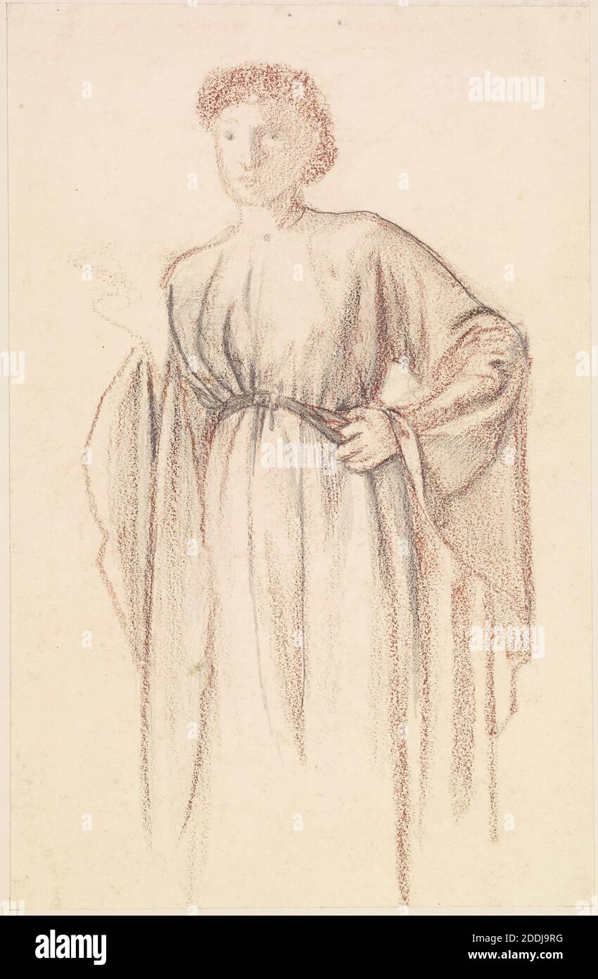The Rose Garden, Etude, 1862 artiste : Sir Edward Burne-Jones, mouvement artistique, pré-Raphaelite, dessin, craie, Femme, œuvres sur papier Banque D'Images