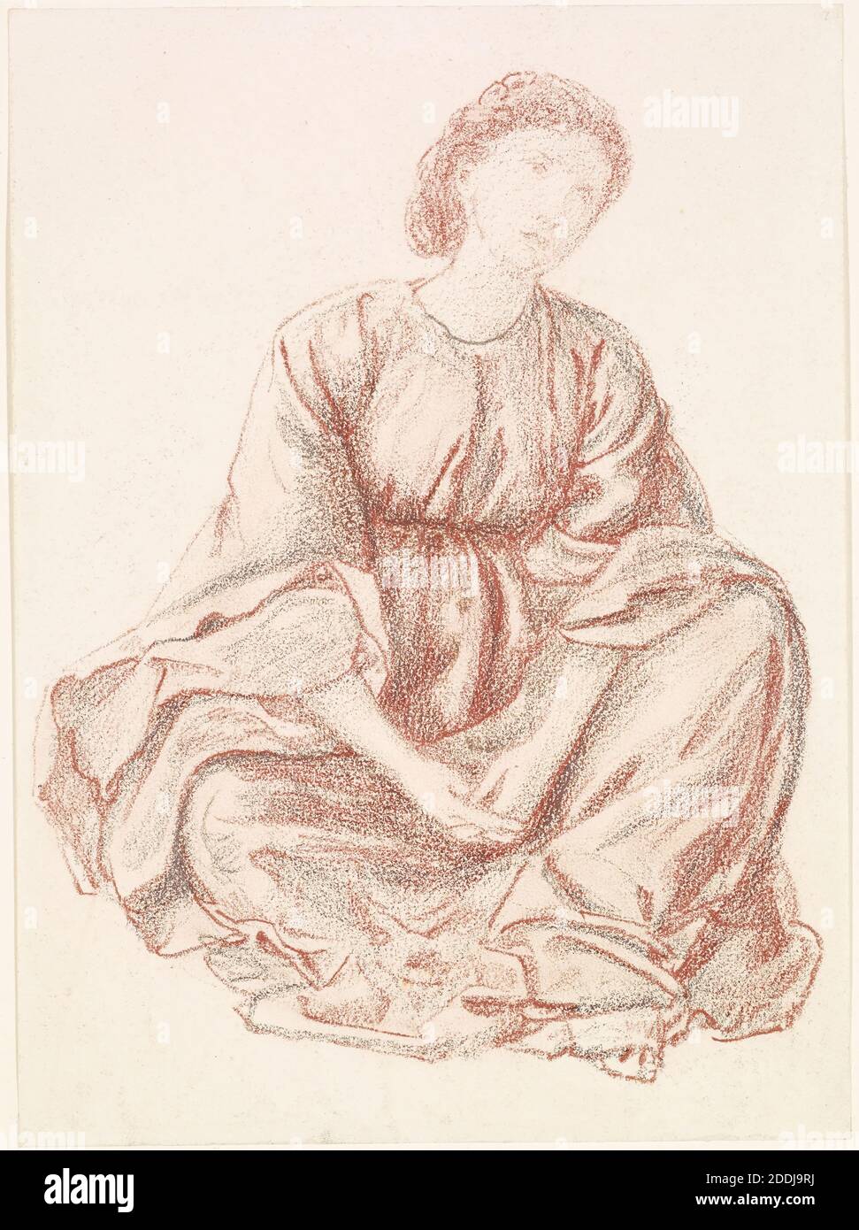 Été vert, étude de draperies pour la figure centrale, 1863-64 Sir Edward Burne-Jones, mouvement artistique, pré-Raphaelite, crayon, craie, croquis, Femme Banque D'Images