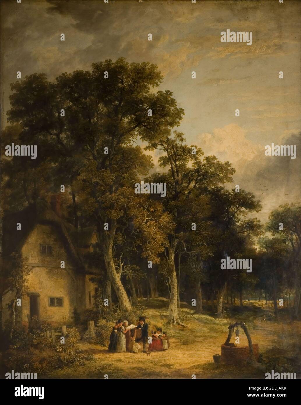 Cottage en bois, 1859 par James Stark, arbre, Paysage, peinture à l'huile, Forêt Banque D'Images