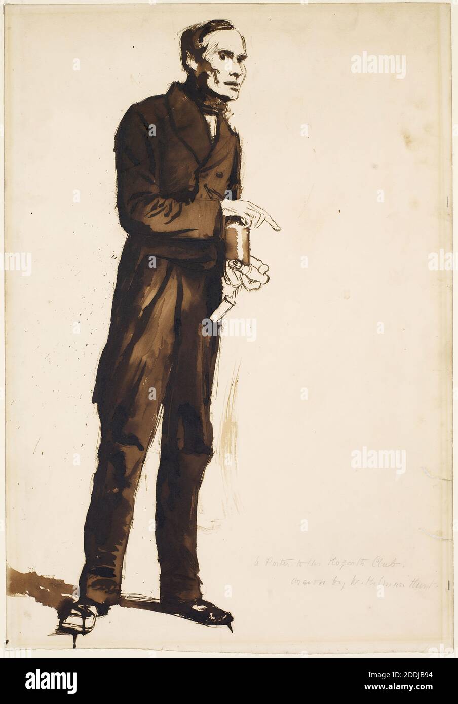 Porter au Hogarth Club, 1858 artiste: William Holman Hunt, dessin, encre, esquisse, Portrait, mouvement artistique, pré-Raphaelite, Homme, pleine longueur Banque D'Images