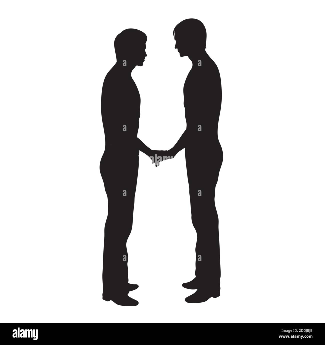 Deux hommes tenant les mains. Isolé sur blanc. Illustration de Vecteur