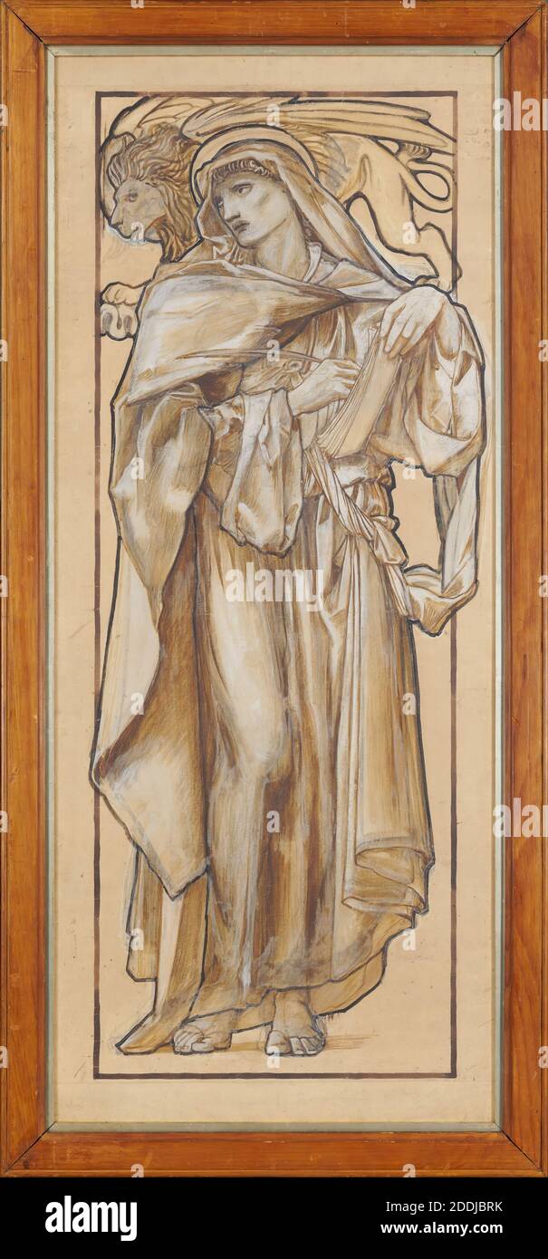 St Mark l'évangéliste, 1874 Sir Edward Burne-Jones, mouvement artistique, pré-Raphaël, dessin, encre, vitrail, cadre, Design, religion, Saint, œuvres sur papier Banque D'Images