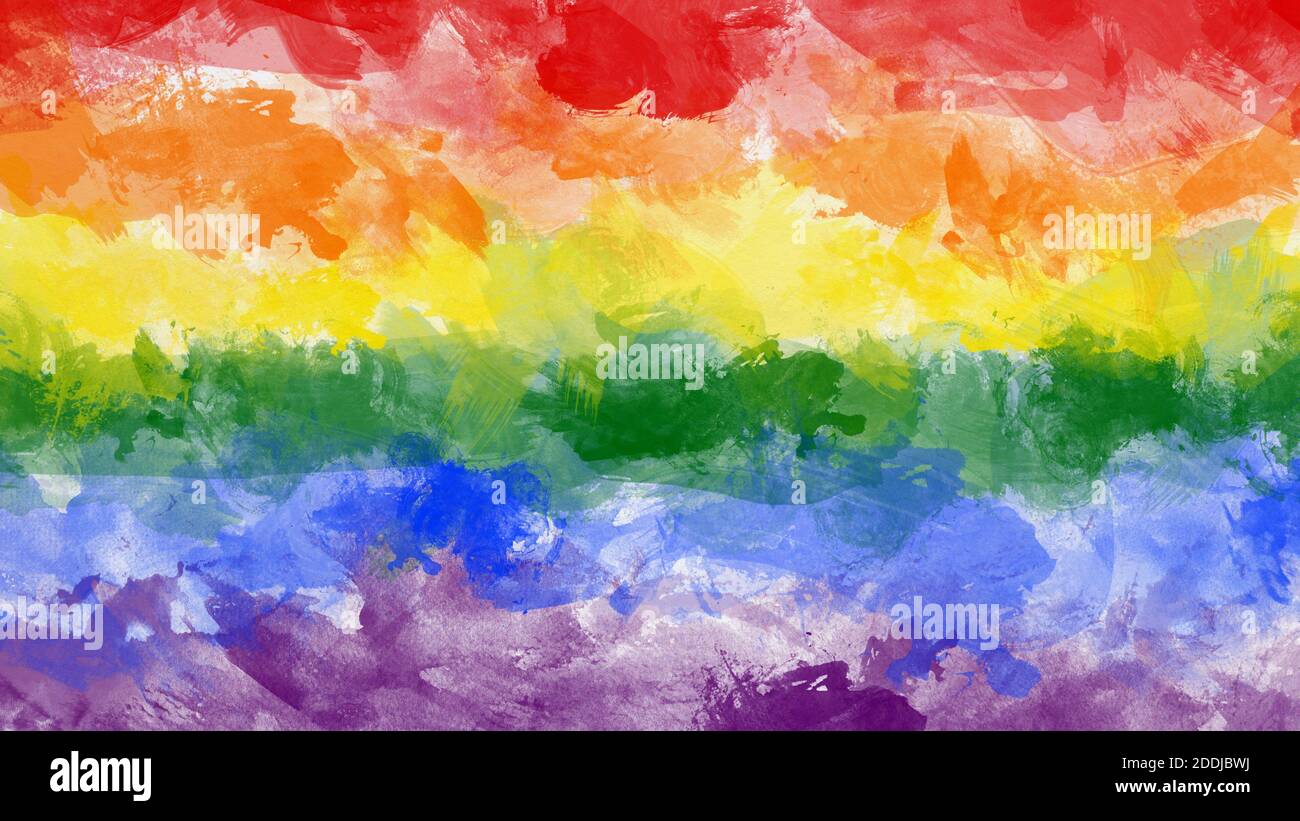 Abstrait arc-en-ciel couleur drapeau de fierté LGBT aquarelle fond avec texture de papier en résolution 4k. Copier l'espace. Banque D'Images
