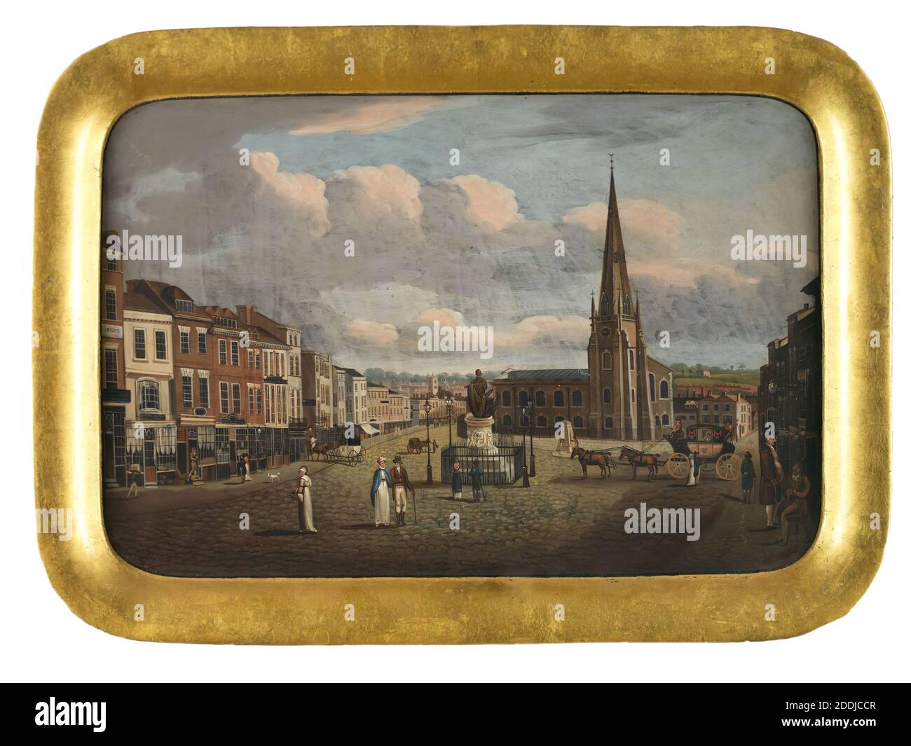 Vue sur le Bull Ring, High Street, Birmingham, 1830-40, Midlands, Angleterre, Royaume-Uni. Par Thomas Hollins, 1800, 1886 Banque D'Images
