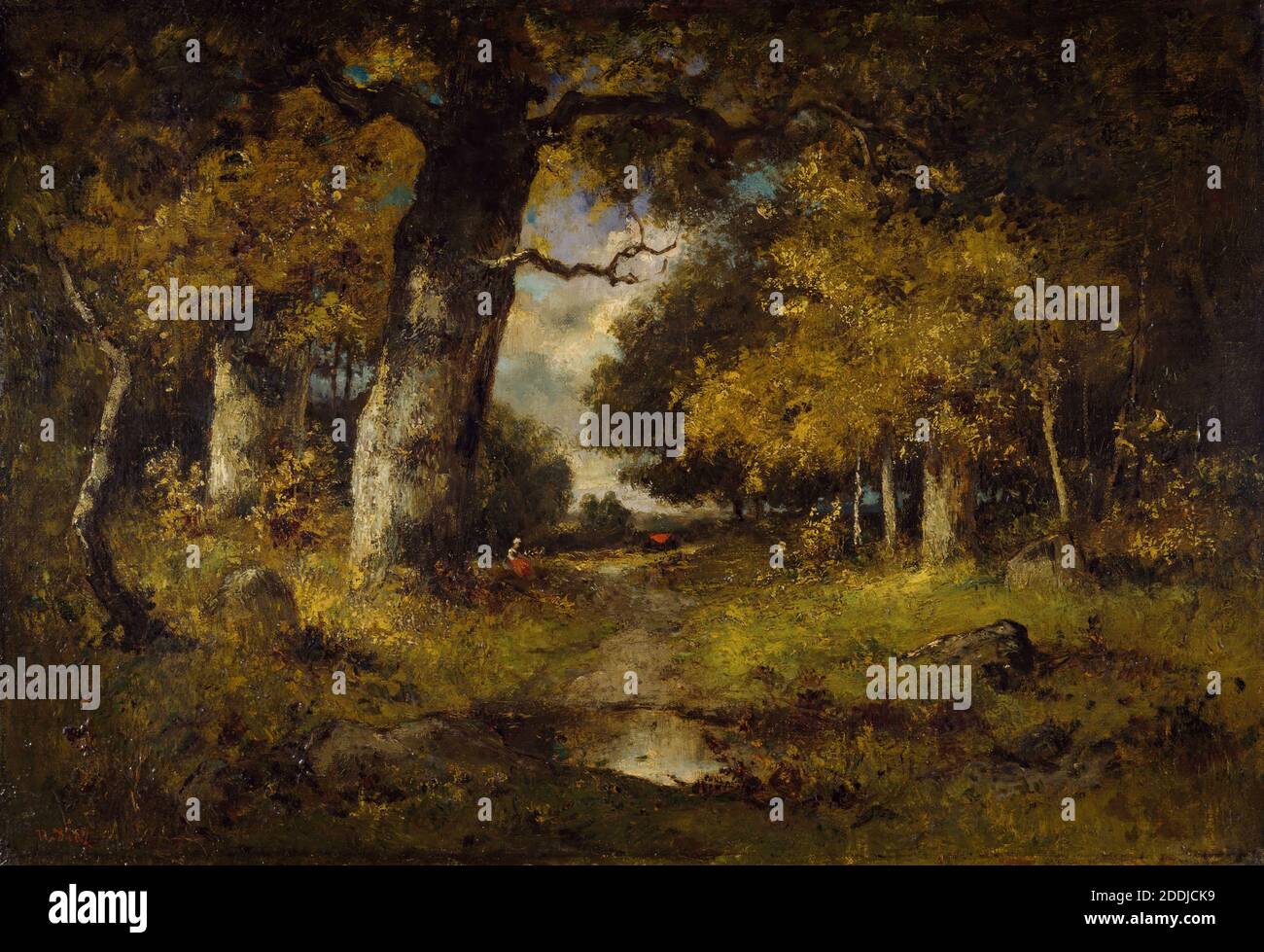 Scène forestière, 1876 par Narcisse Diaz de la Pena, arbre, Paysage, peinture à l'huile, ancien Maître, Forêt, mouvement artistique, École de Barbizon Banque D'Images