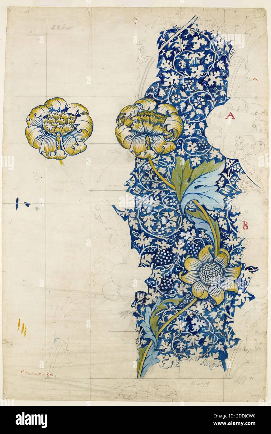 Kennett, 1883 par William Morris, aquarelle, Arts décoratifs, Design intérieur, motif Banque D'Images
