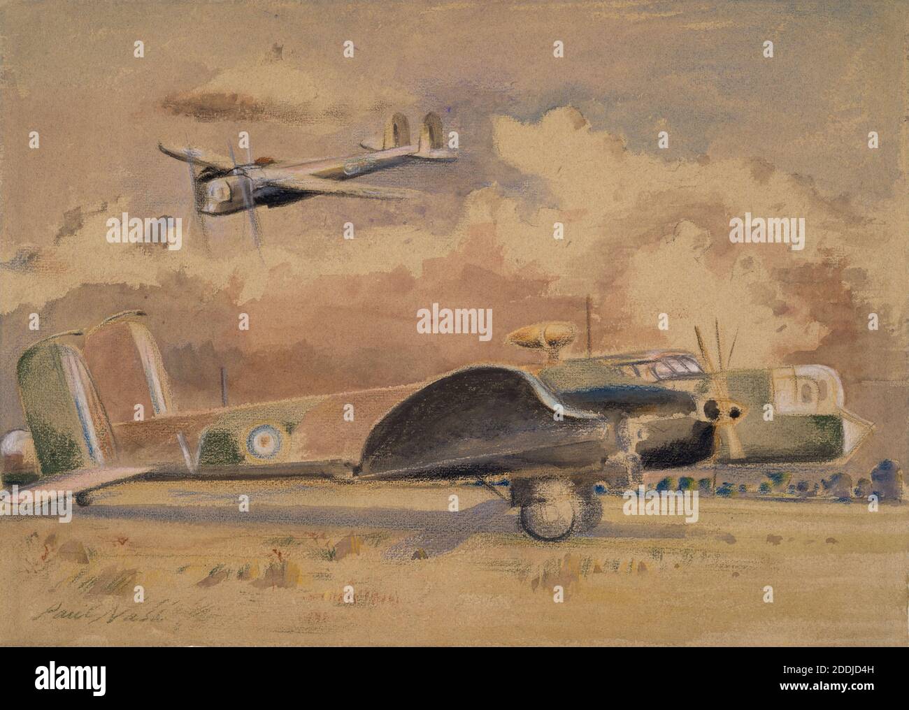 Whitley Bombers Sunning, 1940 Paul Nash (d. 1946), Histoire sociale, Aquarelle, Seconde Guerre mondiale, avion, Forces armées, Royal Air Force Banque D'Images