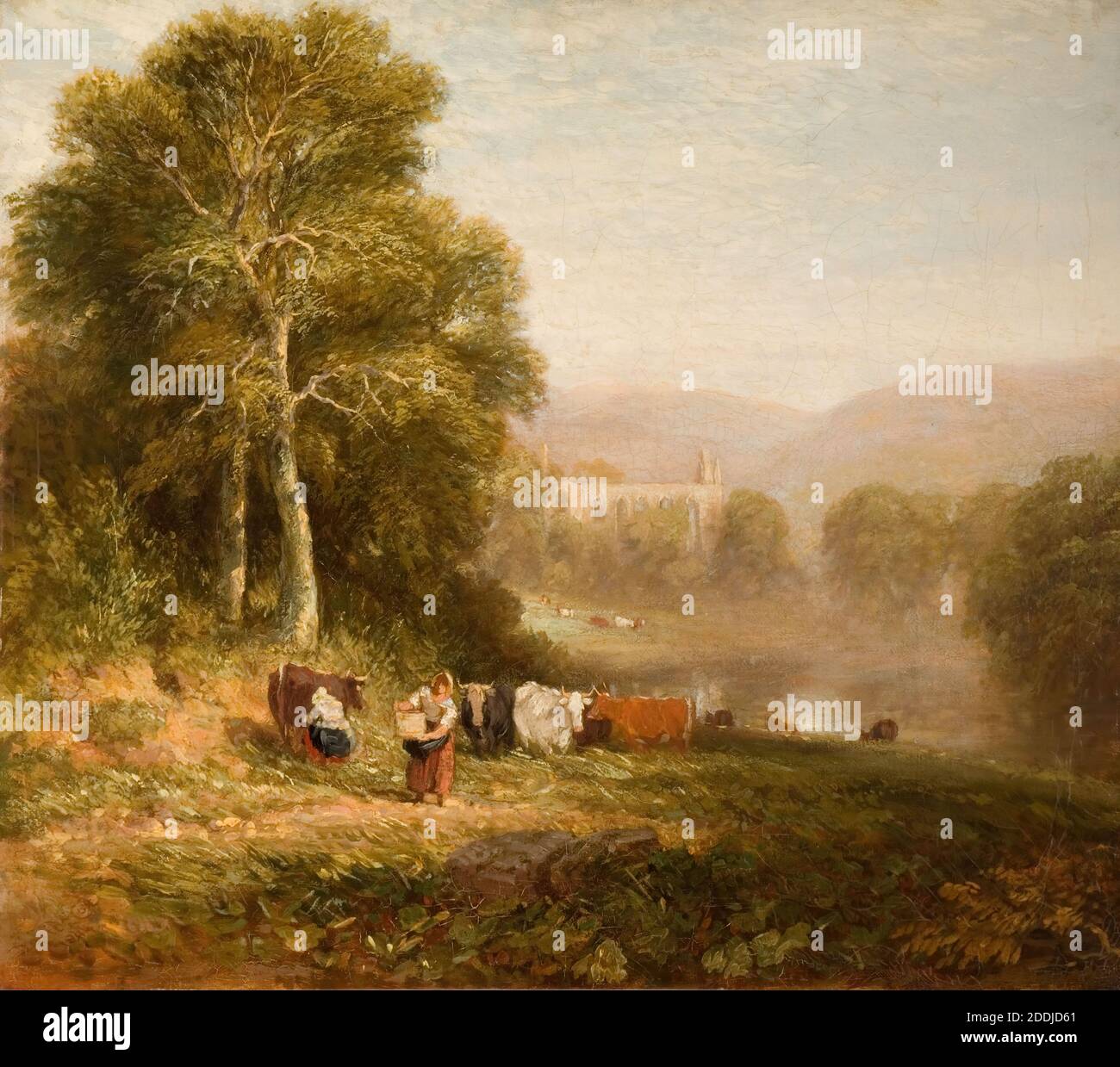 Bolton Abbey, 1844 par David Cox, Paysage, peinture à l'huile, Anglais, Rural, Animal, Cow, campagne Banque D'Images