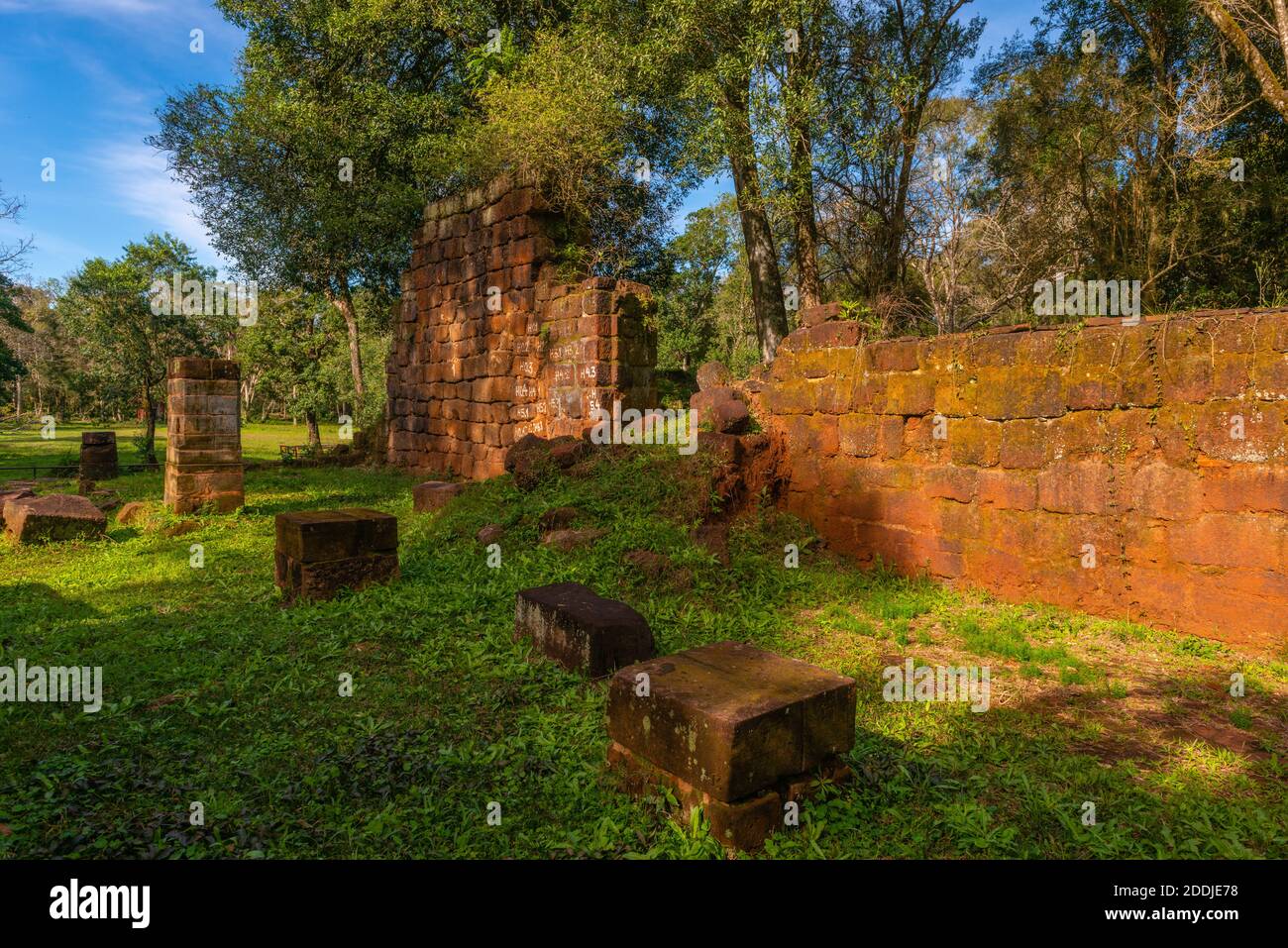 Ruines de la Mission jésuite Nuestra Señora de Loreto près de San Ignacio, patrimoine mondial de l'UNESCO, province Misiones, Argentine, Amérique latine Banque D'Images