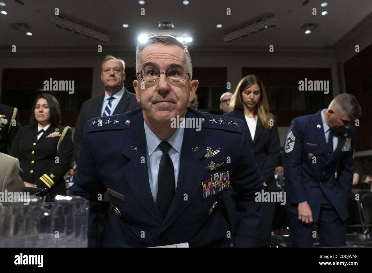 Le général de la Force aérienne John Hyten, qui est nommé vice-président des chefs d'état-major interarmées, arrive au Comité sénatorial américain sur les services armés pour son audition de confirmation à Capitol Hill, à Washington D.C., aux États-Unis, le 30 juillet 2019. Photo de Stefani Reynolds/CNP/ABACAPRESS.COM Banque D'Images