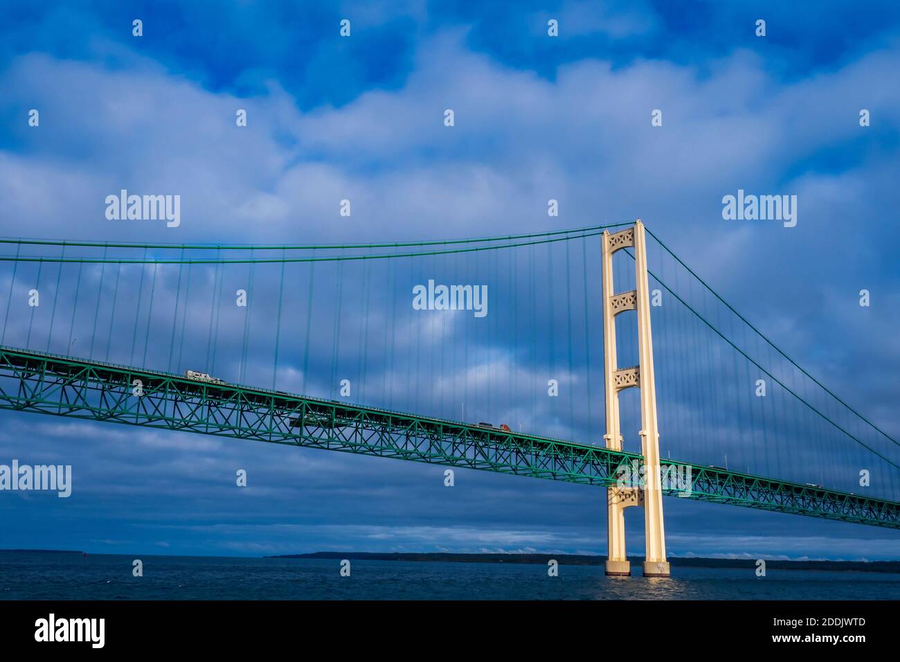 Pont Mackinac depuis le ferry Shepler's Ferry. De St. Ignace à Mackinac Island, Michigan. Banque D'Images