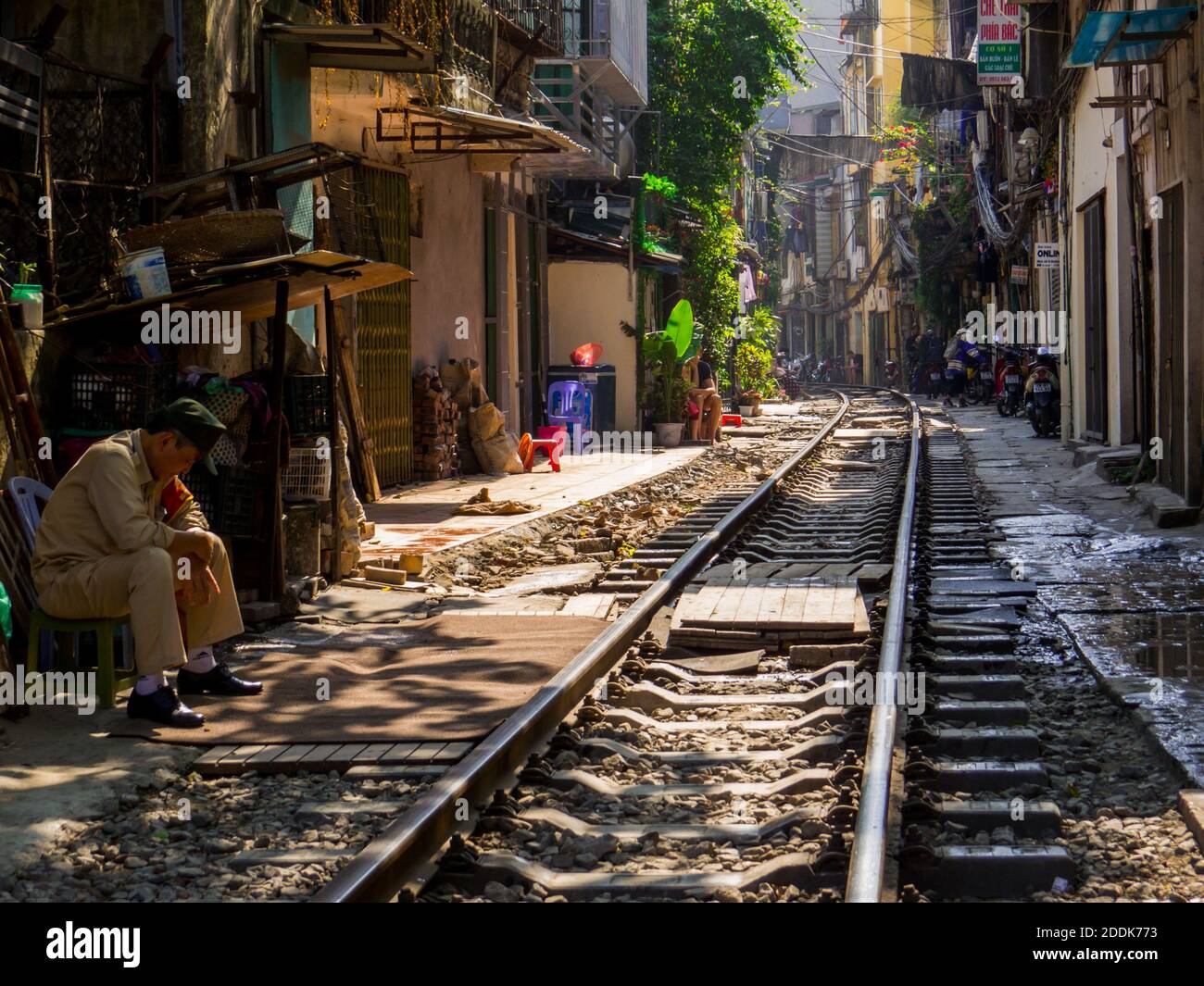 Rue Du Train, Hanoi, Vietnam Banque D'Images
