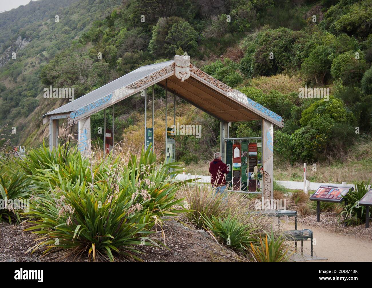 Ashhurst, Nouvelle-Zélande - 9 juillet 2016 : entrée au sentier de randonnée de la gorge de Manawatu. Banque D'Images