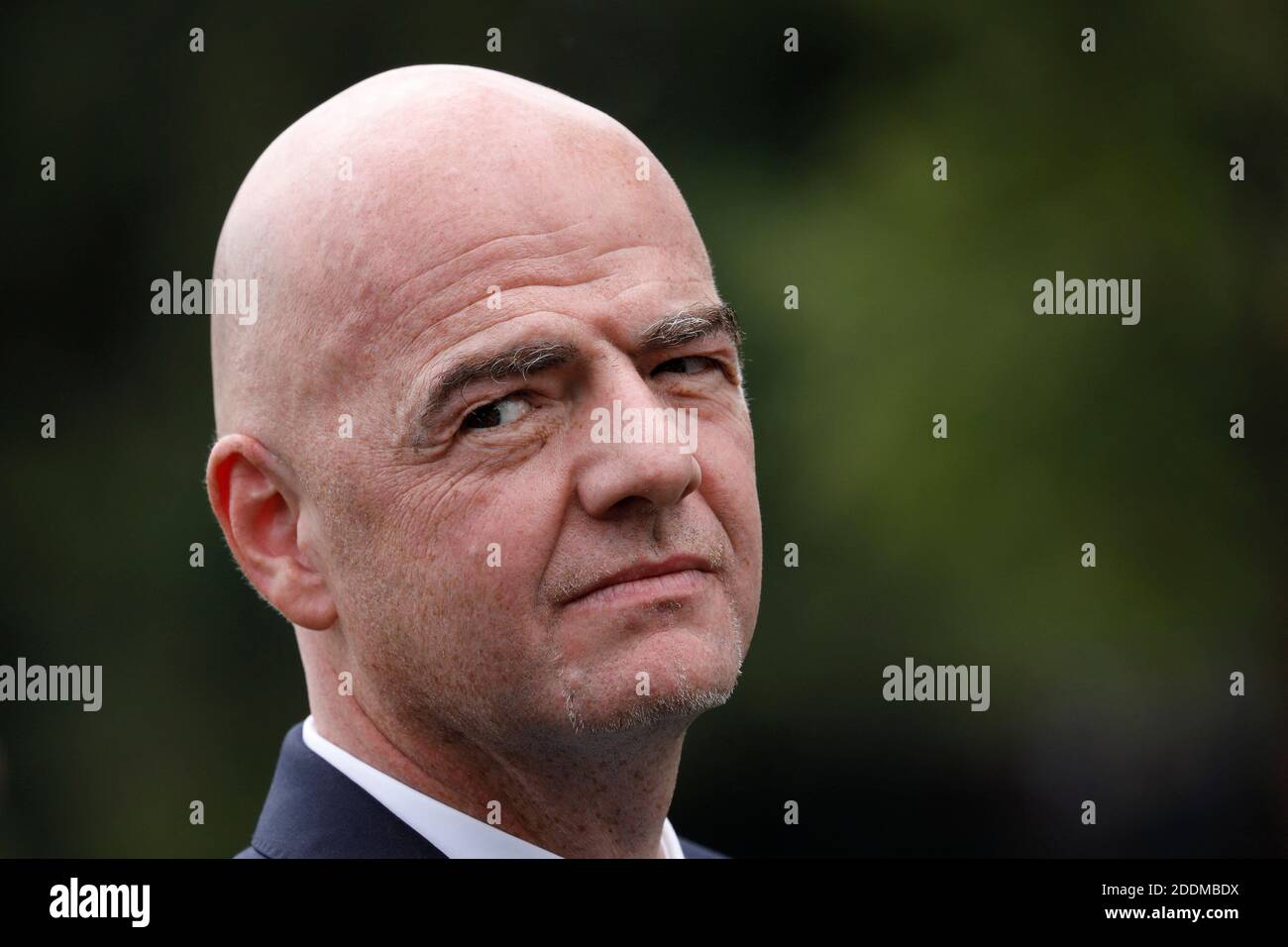 Le président de la FIFA, Gianni Infantino, attend le président Donald Trump sur la pelouse sud de la Maison Blanche à Washington le 9 septembre 2019. Photo de Yuri Gripas/ABACAPRESS.COM Banque D'Images
