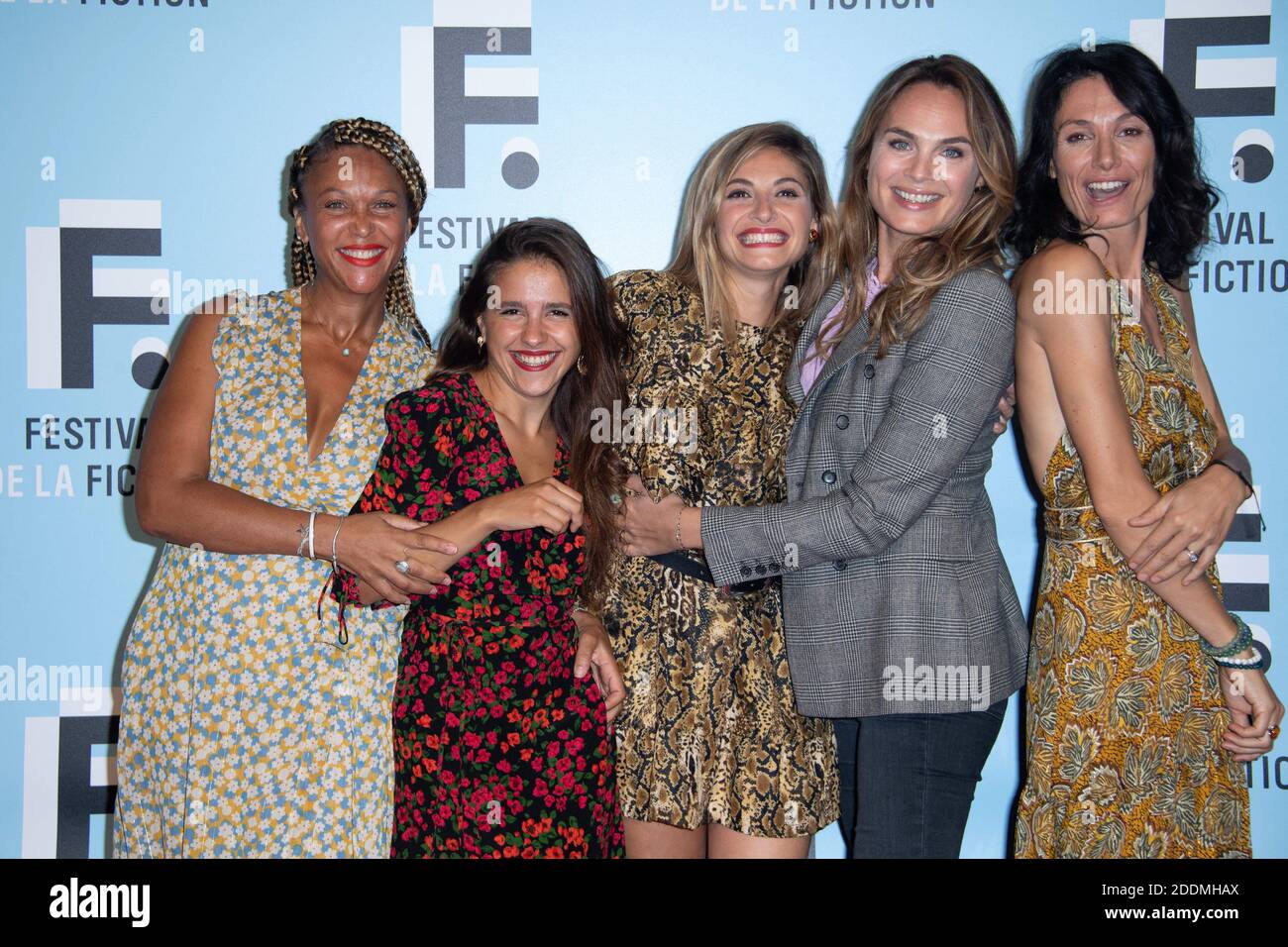 Naima Rodric, Marthe Fieschi, Jennifer Dubourg-Bracconi, Melanie Maudran et Maelle Mietton assistant à un Photocall dans le cadre du 21e Festival de fiction télévisée à la Rochelle, France, le 14 septembre 2019. Photo d'Aurore Marechal/ABACAPRESS.COM Banque D'Images