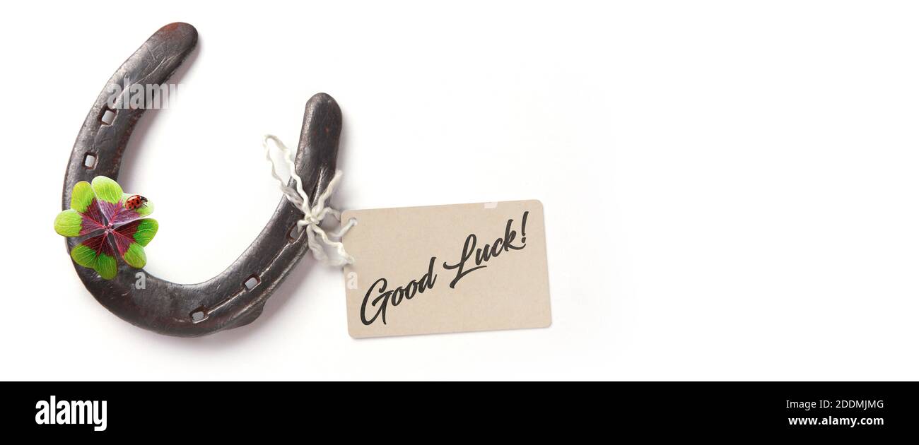 Horseshoe et concept de chance. Carte de Saint Patrick. Banque D'Images