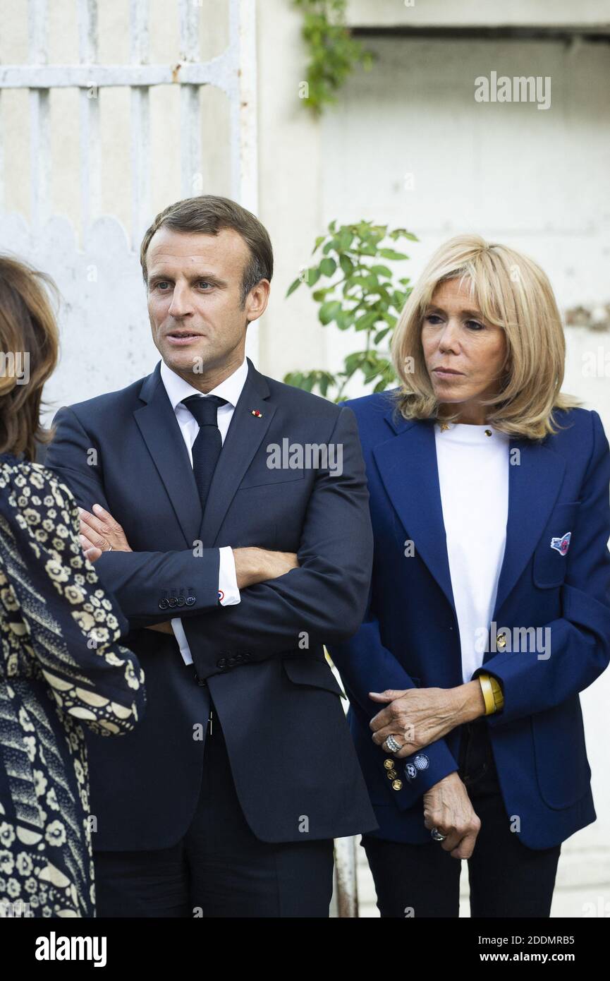 Le président français Emmanuel macron et Brigitte Macron lors d'une visite le 20 septembre 2019 au Château de by. Photo par Eliot Blondt/ABACAPRESS.COM Banque D'Images