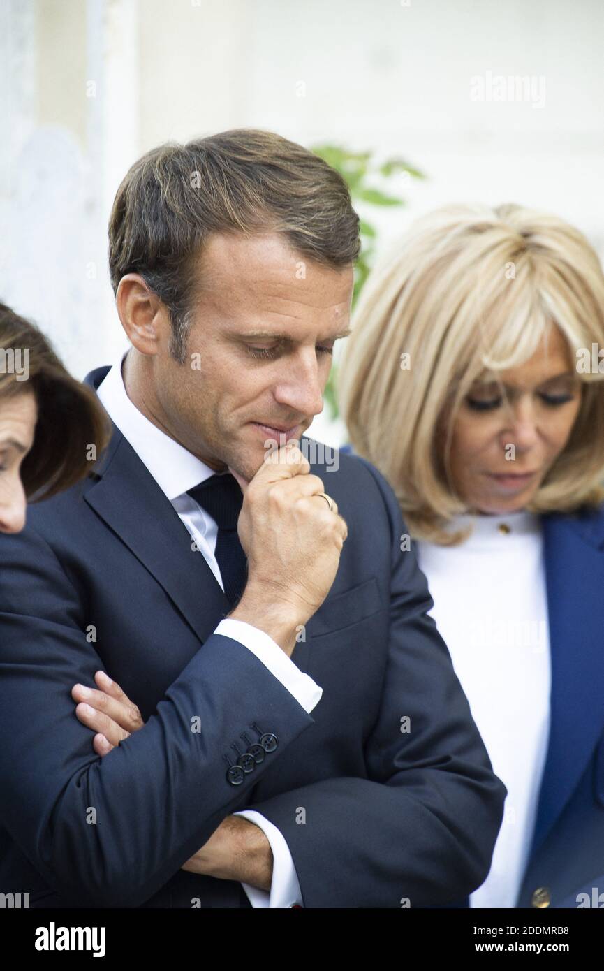 Le président français Emmanuel macron et Brigitte Macron lors d'une visite le 20 septembre 2019 au Château de by. Photo par Eliot Blondt/ABACAPRESS.COM Banque D'Images