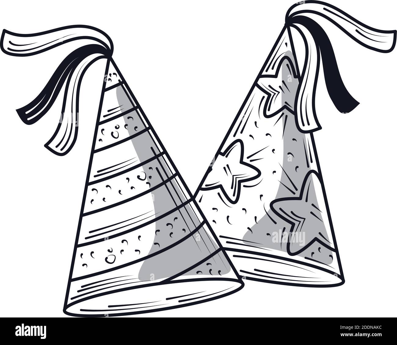 joyeux anniversaire fête chapeaux, dessin vectoriel de style gravure Image  Vectorielle Stock - Alamy