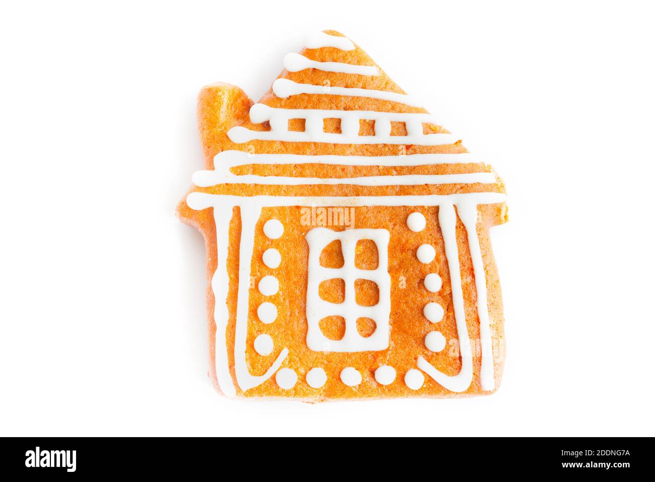 biscuit en forme de coeur isolé sur fond blanc, vue de dessus, gros plan Banque D'Images