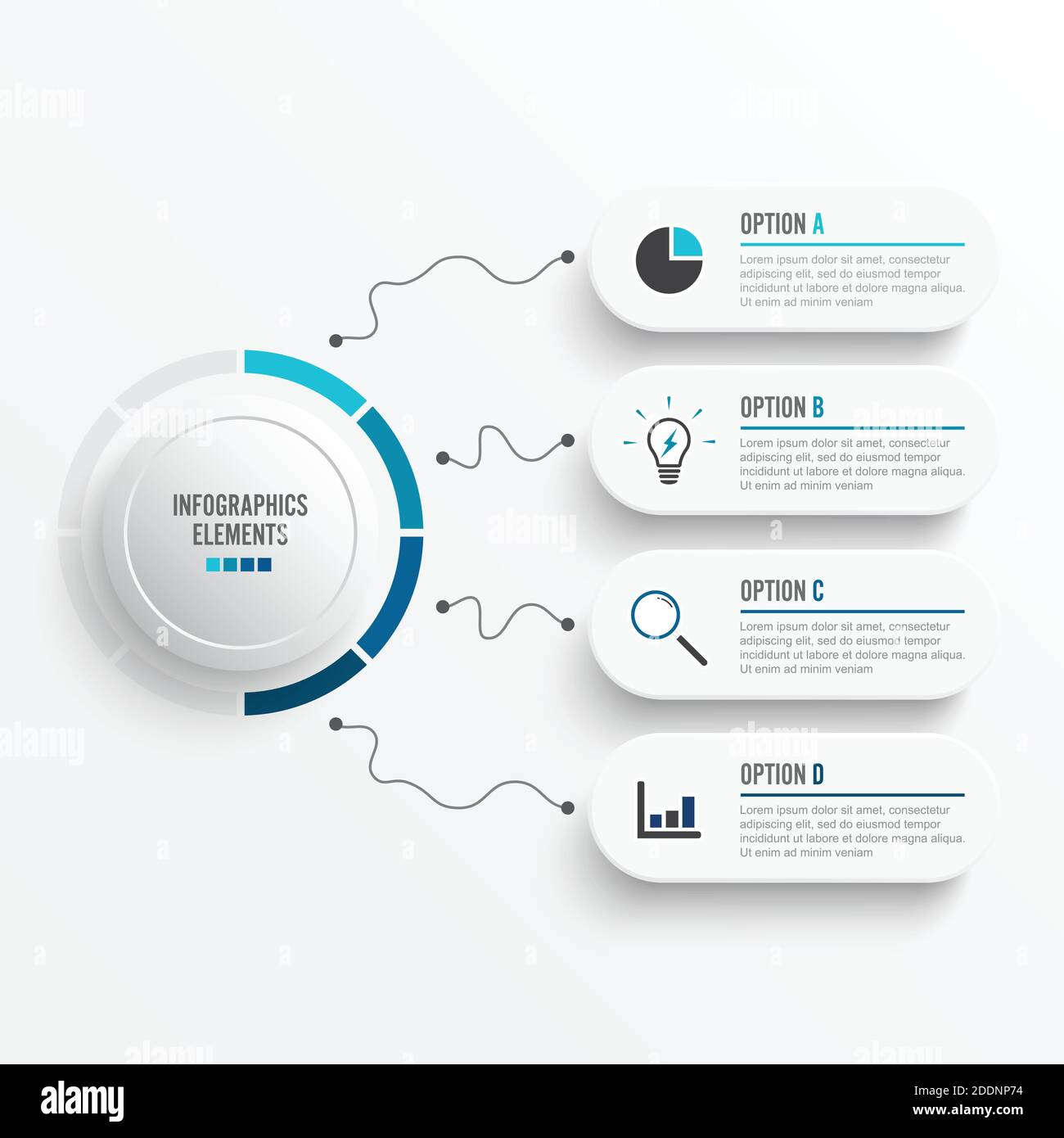 Éléments abstraits du modèle graphique vectoriel avec étiquette, cercles intégrés. Business concept avec 4 options. Pour le contenu, schéma. Illustration de Vecteur