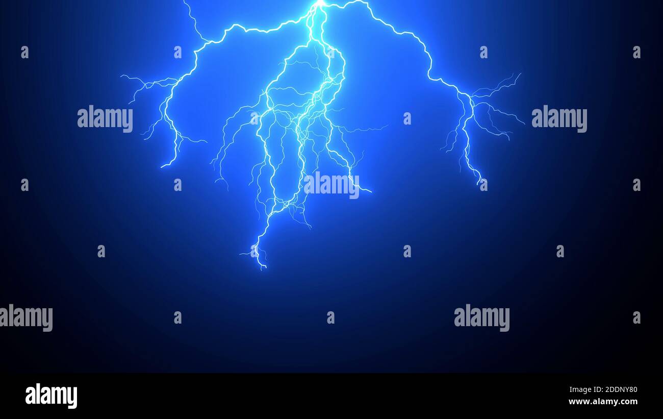 Magnifique impact réaliste des impacts d'éclairage ou éclair, orage électrique, orage avec éclair clignotant, 4k haute qualité, rendu 3d Banque D'Images