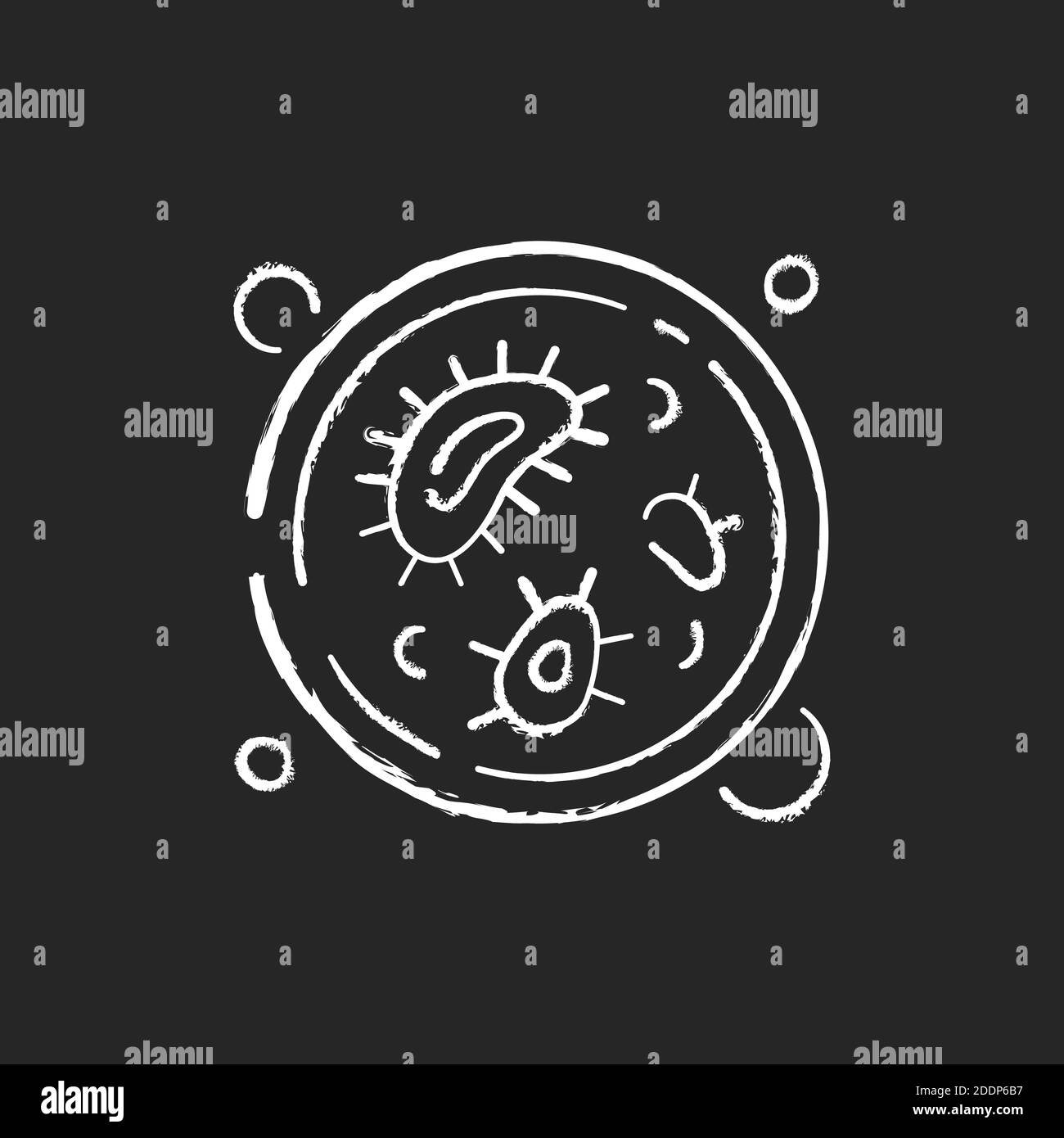 Icône blanche de la craie pour boîte de Pétri sur fond noir Illustration de Vecteur