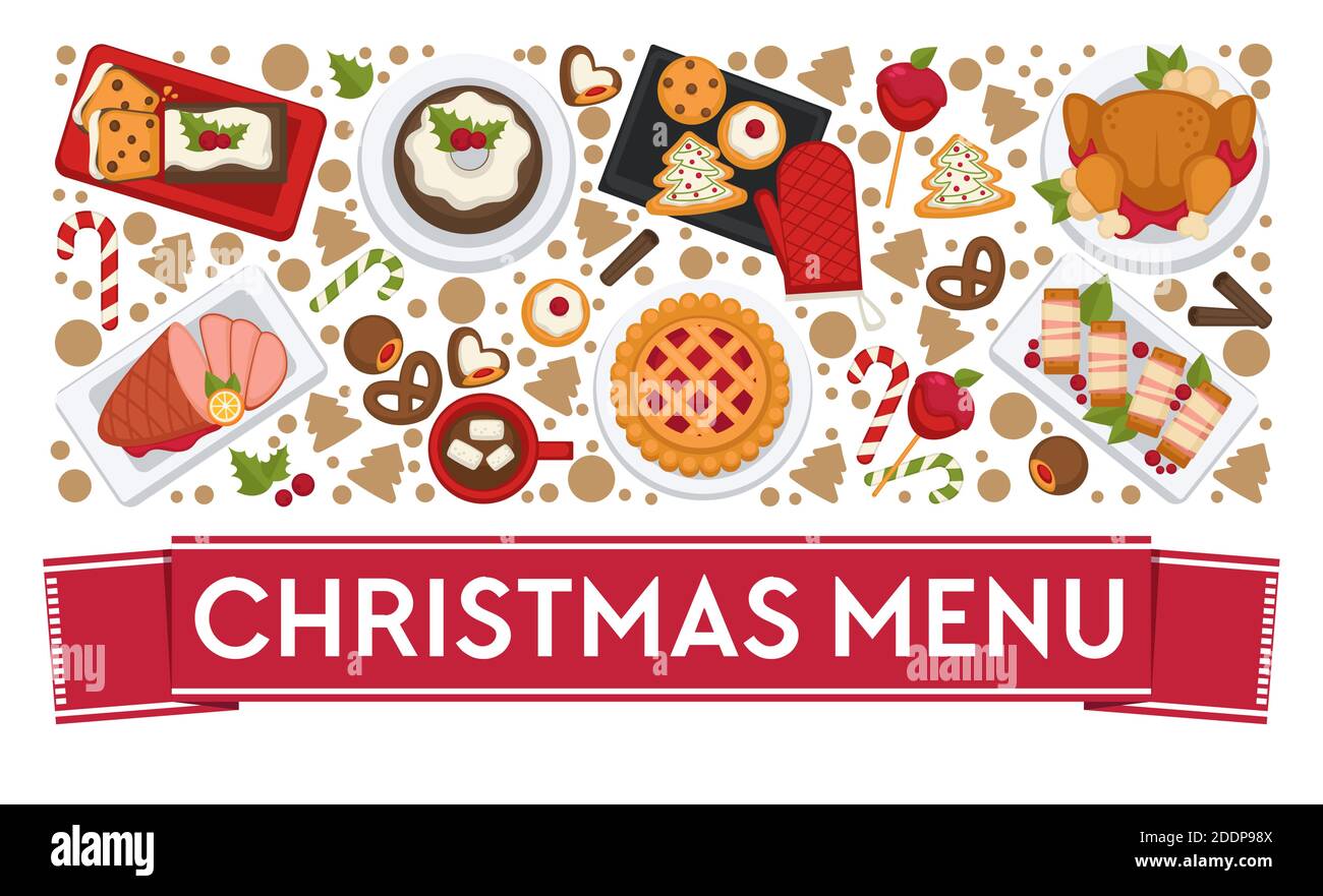 Menu de Noël, restaurants ou plats de dîner vector Illustration de Vecteur