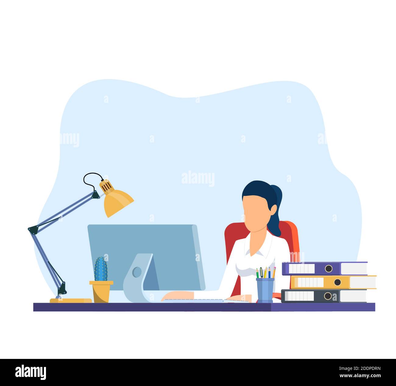 Businesswoman working on computer Illustration de Vecteur