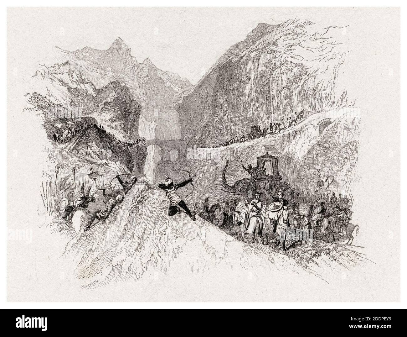 Hannibal passant les Alpes, gravure de WR Smith d'après JMW Turner, 1830 Banque D'Images