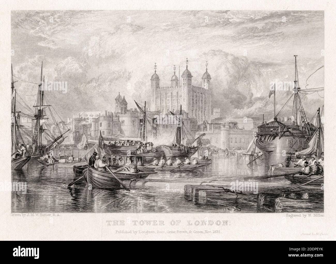 The Tower of London, imprimé par William Miller d'après JMW Turner, 1831 Banque D'Images