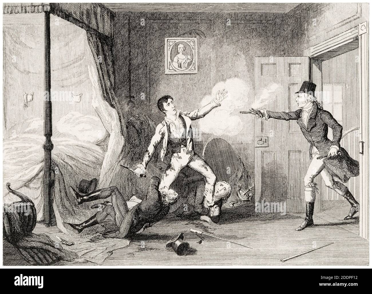 L'arrestation de Lord Edward Fitzgerald (1763-1798), aristocrate irlandais et révolutionnaire, gravure par George Cruikshank, avant 1878 Banque D'Images