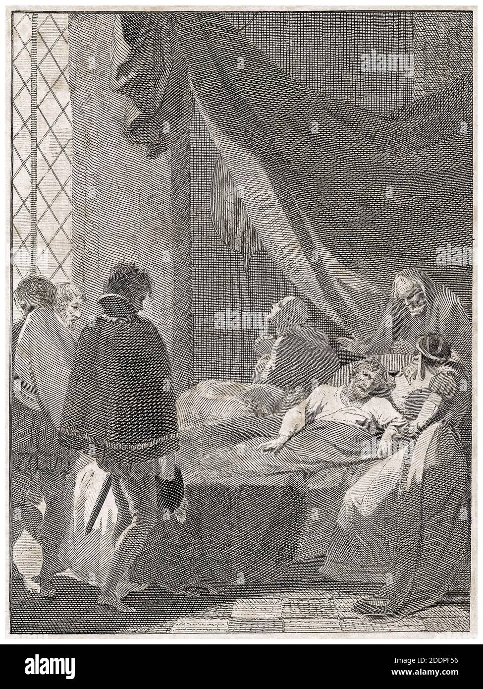 La mort du roi Henri V d'Angleterre (1386-1422), le 31 août 1422, gravure de William Bromley après Robert Smirke, 1816 Banque D'Images