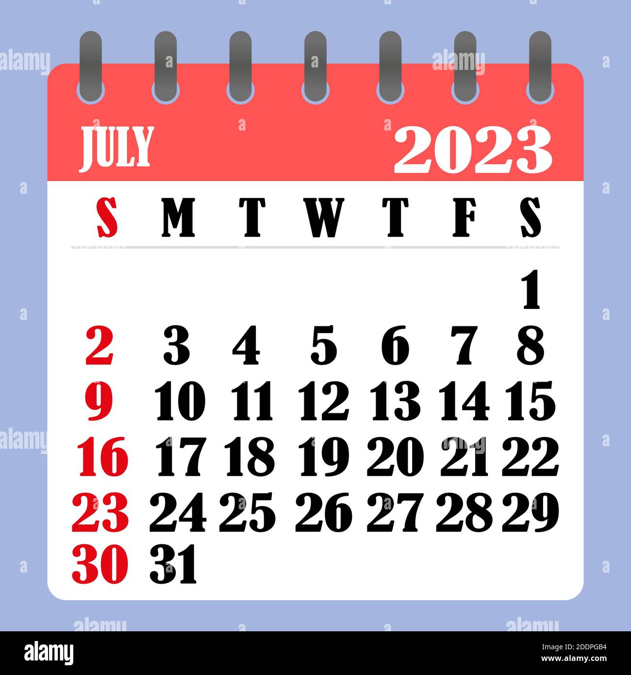 Calendrier Mois Juillet 2023 Calendrier Des Lettres Pour Juillet 2023. La Semaine Commence Le Dimanche.  Concept Du Temps, De La Planification Et De La Planification. Conception  Plate. Calendrier Amovible Pour Le Mois. Vecteur I Image Vectorielle