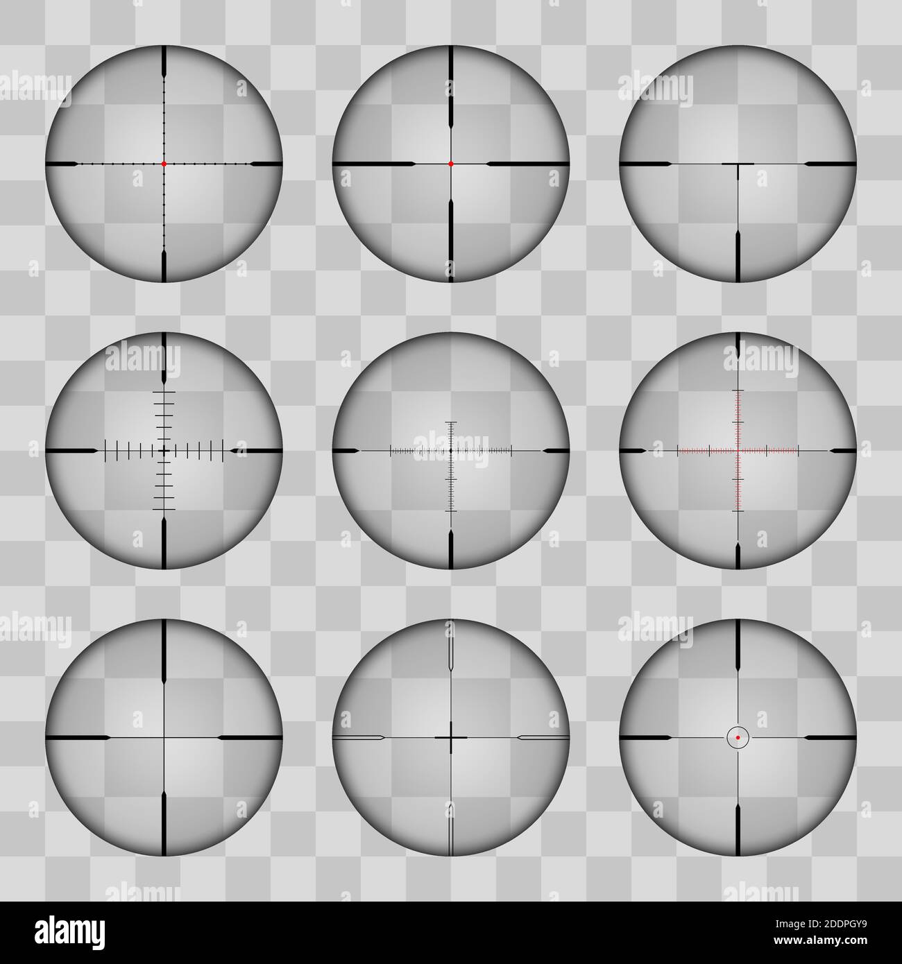 Vue réaliste de la zone du carrefour de sniper avec des mesures. Le motif de la zone du sniper se distingue par un ton transparent. Inspection à Illustration de Vecteur