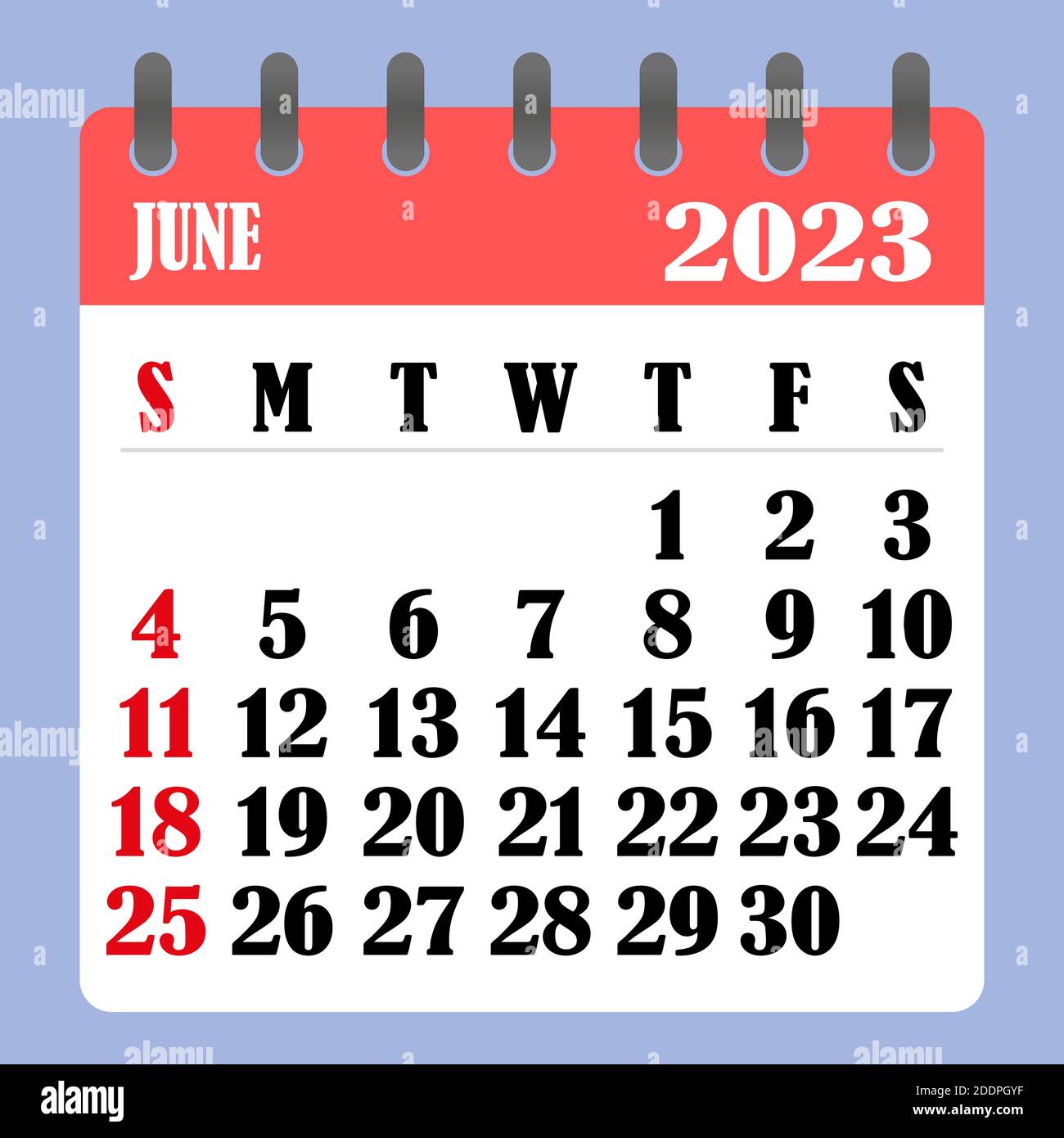 Calendrier Mois Juin 2023 Calendrier Des Lettres Pour Juin 2023. La Semaine Commence Le Dimanche.  Concept Du Temps, De La Planification Et De La Planification. Conception  Plate. Calendrier Amovible Pour Le Mois. Vecteur I Image Vectorielle
